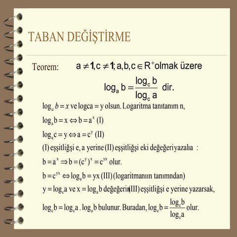 LİSE - LOGARİTMA TABAN DEĞİŞTİRME (SLAYT)