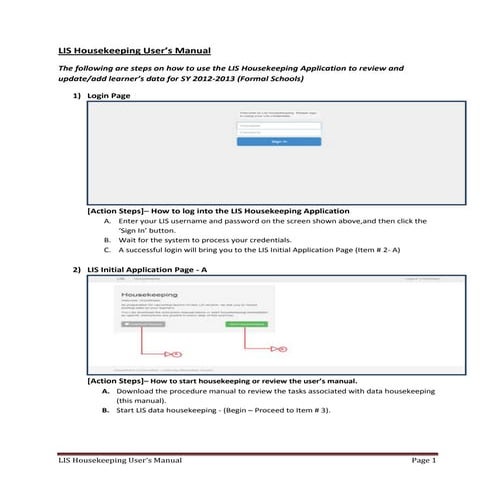 Lis housekeeping users manual (formal school)