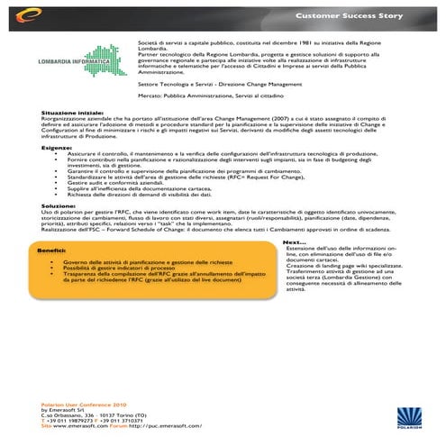 Lombardia Informatica SpA -  Polarion Success Story