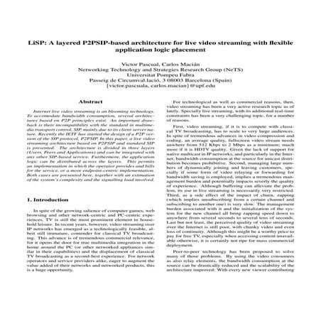 Live Streaming over P2PSIP