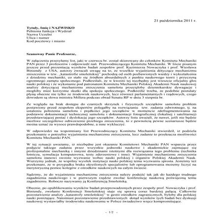 List do Dziekanów i Dyrektorów