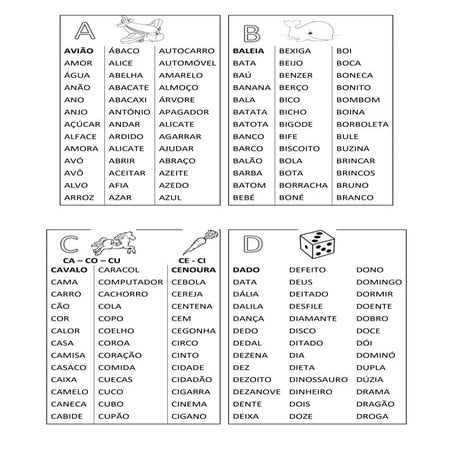 Lista de palavras - ler num minuto