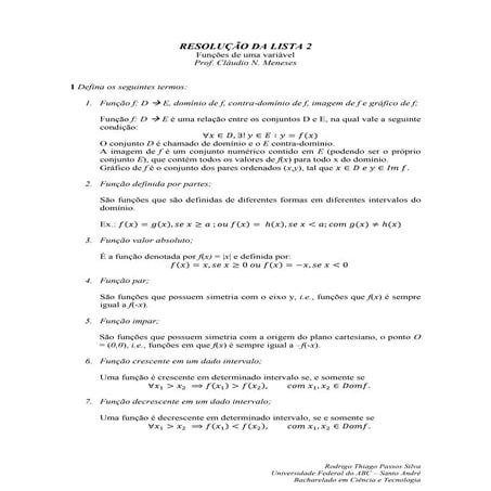 Lista 2 - FUV - Resolução