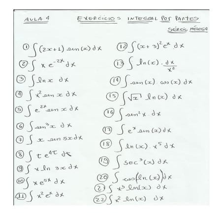 Lista(4) integral por partes | PDF
