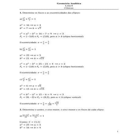 Lista 8 - Geometria Analítica - Resolução