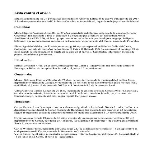 Lista contra el olvido