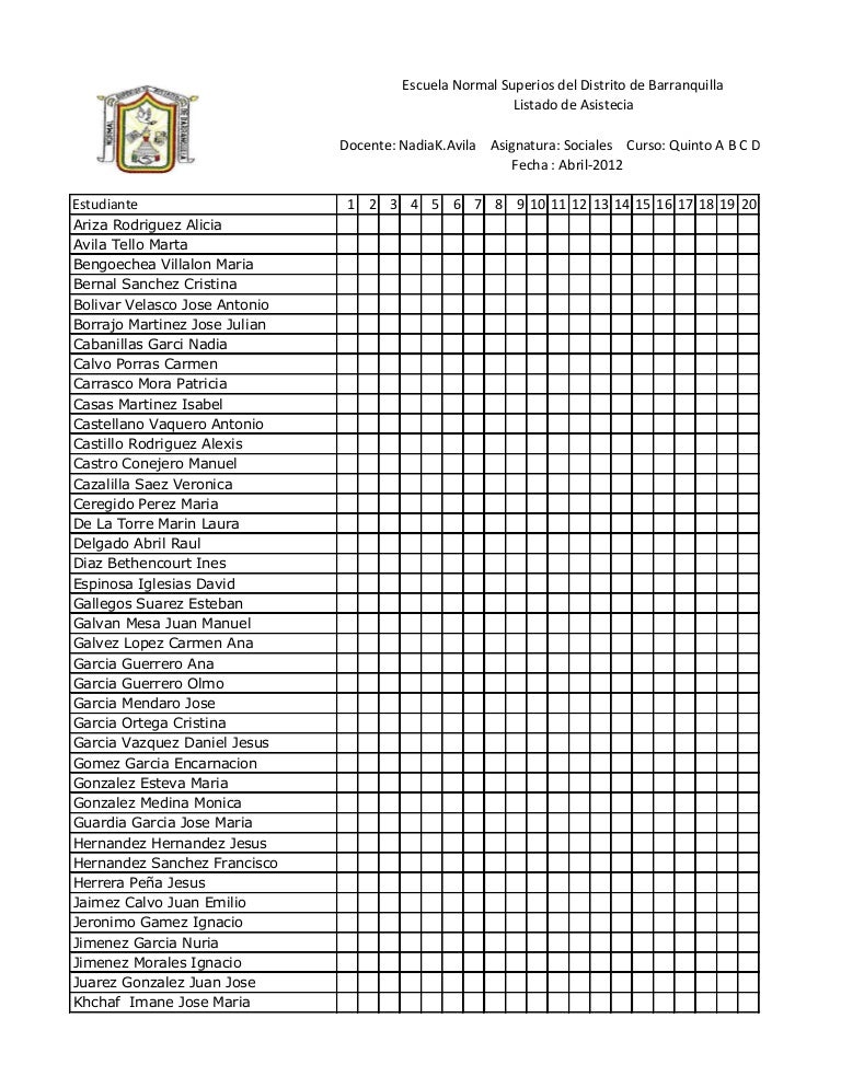 Lista de asistencia