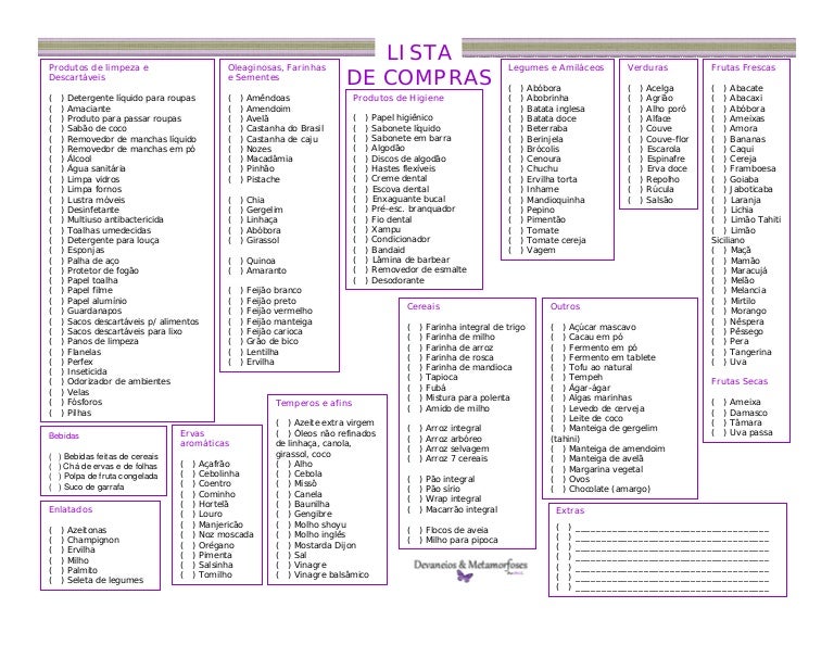 lista de compras de supermercado