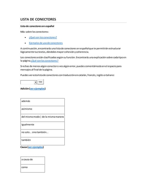 Lista de conectores