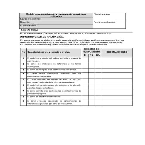 Lista De Cotejo, Carteles