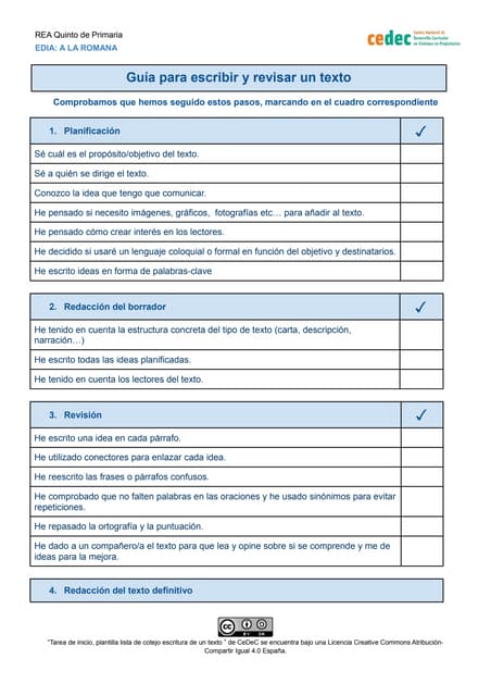 Lista de cotejo de la escritura de ...