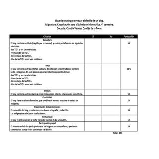 Lista de cotejo para evaluar el dis...