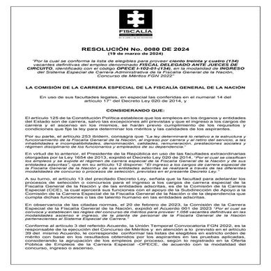 LISTA DE ELEGIBLES DEL CONCURSO DE LA FISCALIA GENERAL DE LA NACIÓN | PDF
