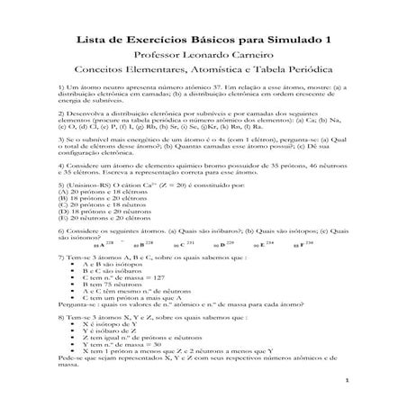 Lista de exercícios básicos para simulado 1