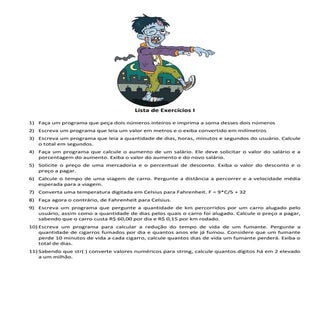 Lista de exercícios I python para zumbis