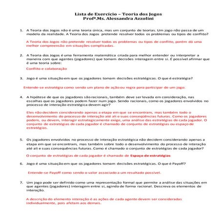 Lista de exercicios   gabarito  - teoria dos jogos