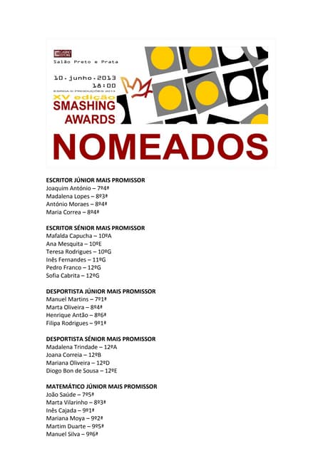 Lista de nomeados sa xv net