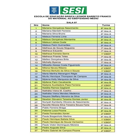 Lista De Nomes Simulado 1 Pdf