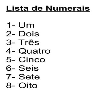 Lista de numerais até 1000