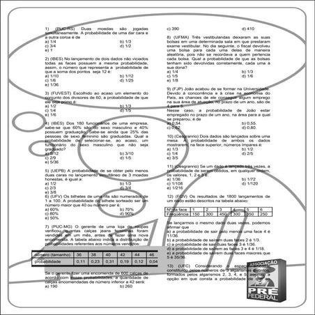Lista de probabilidade 