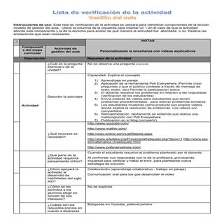 Lista de verificación de la actividad