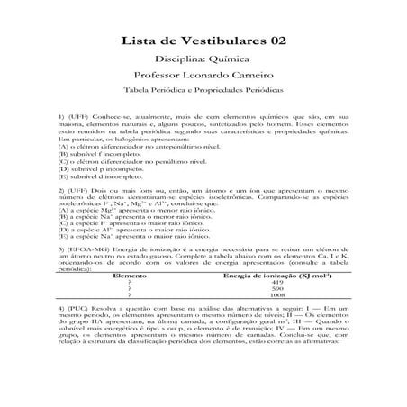 Lista de vestibulares 02