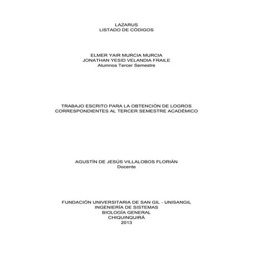 LISTADO CÓDIGOS (LAZARUS).