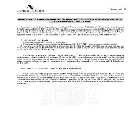 Lista de morosos de Hacienda del año 2024