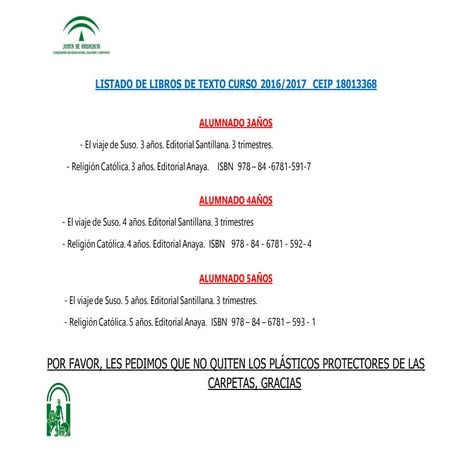 Listado libros colegio nuevo