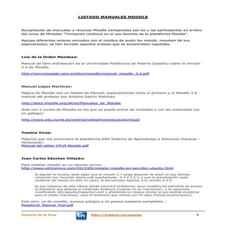 Listado manuales moodle