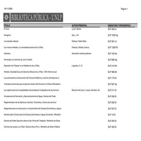 Listado Sala La Plata