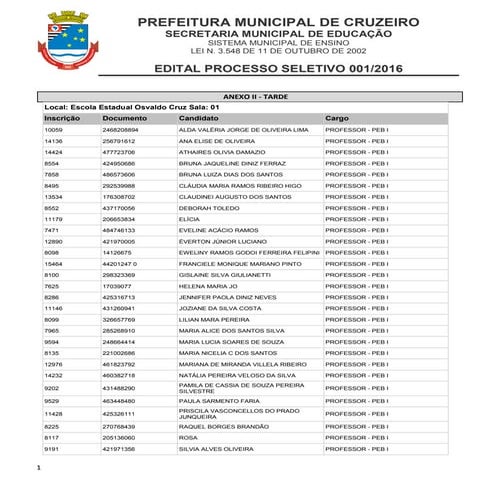 Lista escola maria leonor