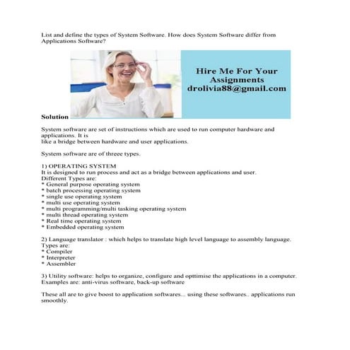 List and define the types of System Software- How does System Software ...