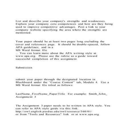 List and describe your companys strengths and weaknesses. Expla | PDF