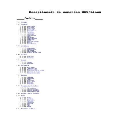 Lista recopilatoria de comandos de linux