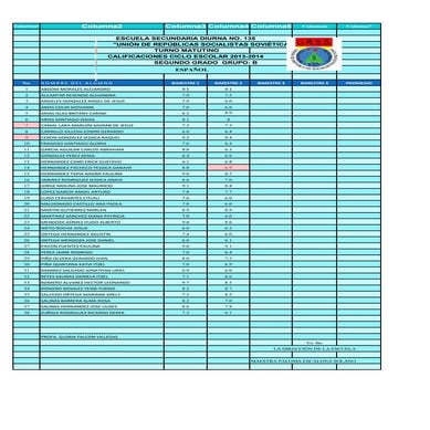 Listas Bimestrales 2°B
