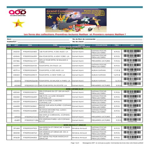 Liste des livres des collections Premières lectures Nathan et Premiers romans Nathan 2018