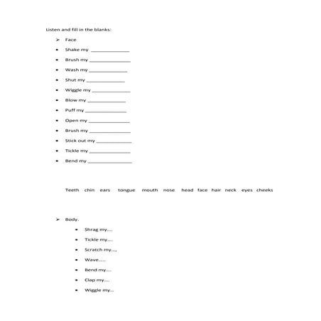 Listen and fill in the blanks body