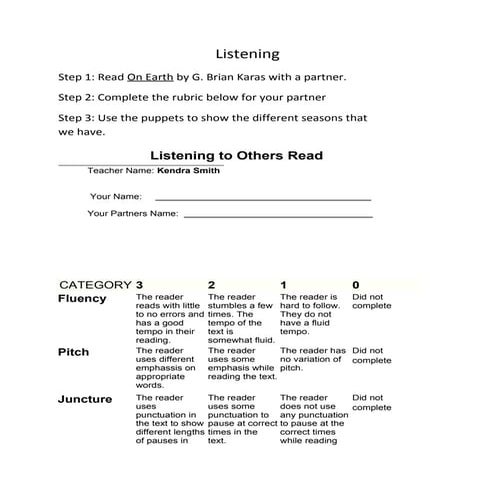 Fluency rubric | DOC