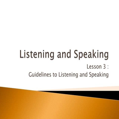 Listening and Speaking