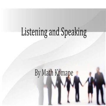 Listening and speaking