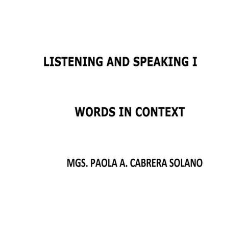 Listening and speaking i  vocabulary expansion