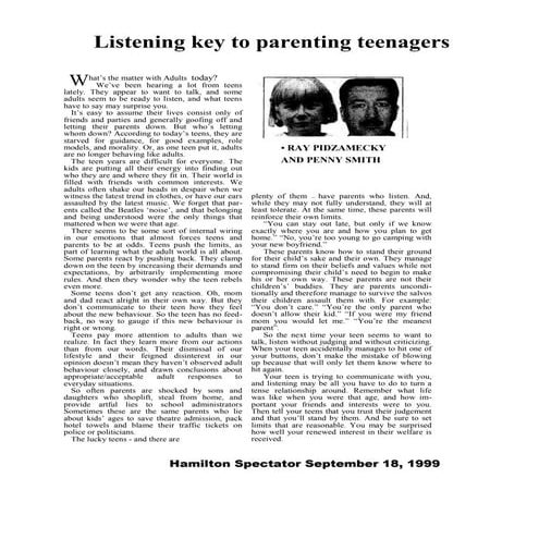 Listening key to parenting teenagers