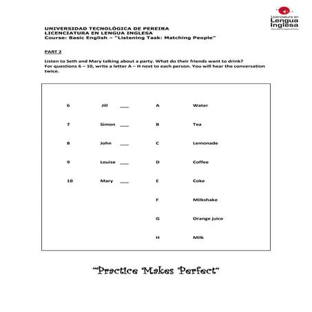 Listening task (matching people)