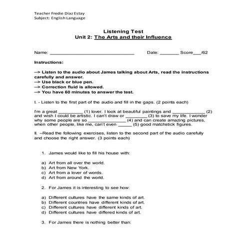 Listening test | DOCX