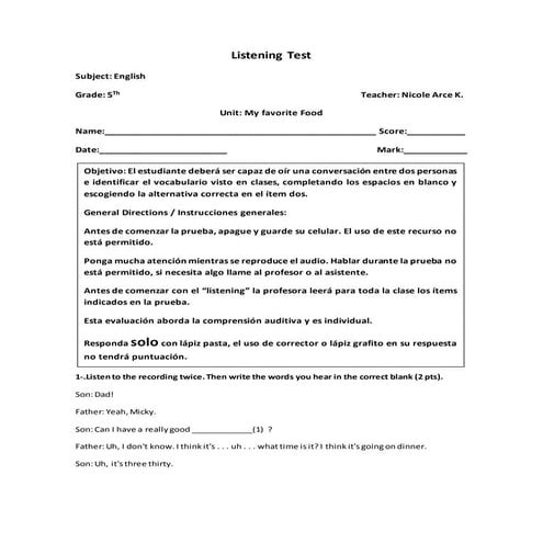 Listening test | DOCX