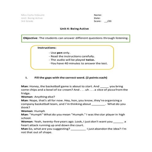 Listening test | DOCX