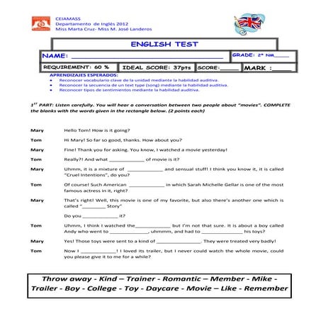 Listening Test 2 Module 2 Unit III Entertainment