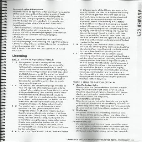 Listening test practice for c2 students, parts 1 3, key | PDF