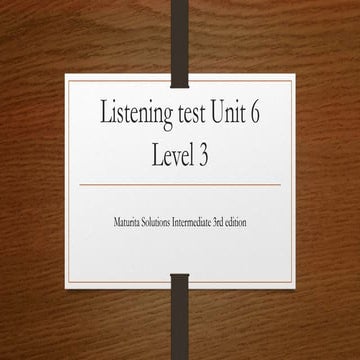 Listening test unit 3 level 1 | PPTX
